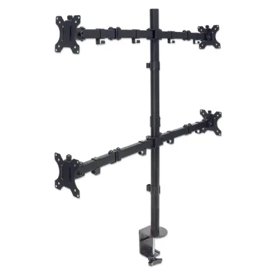 MANHATTAN 461566 Desk-Mount 13″ to 32″ Monitor Bracket, 4* Monitor, Max 8Kg , 4*Arms, Height Adjustable, Black