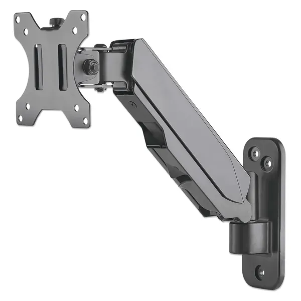 MANHATTAN 461603 Wall-Mount 17” to 32” Monitor Bracket, Tilting, Swiveling, Rotation, Max 8Kg, 1*Arm Extending, Gas-Spring-Mechanism, Max Ext 304 mm, Black