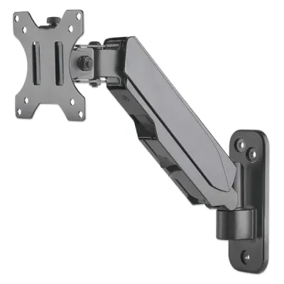 MANHATTAN 461603 Wall-Mount 17” to 32” Monitor Bracket, Tilting, Swiveling, Rotation, Max 8Kg, 1*Arm Extending, Gas-Spring-Mechanism, Max Ext 304 mm, Black