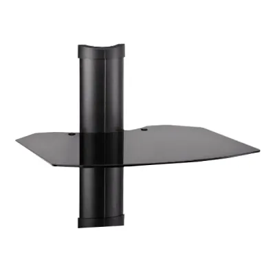 JOLLYLINE JL41750 Wall-Mount Set-Top Box Shelf, Max 13Kg, Glass, Max Ext 350mm, Black