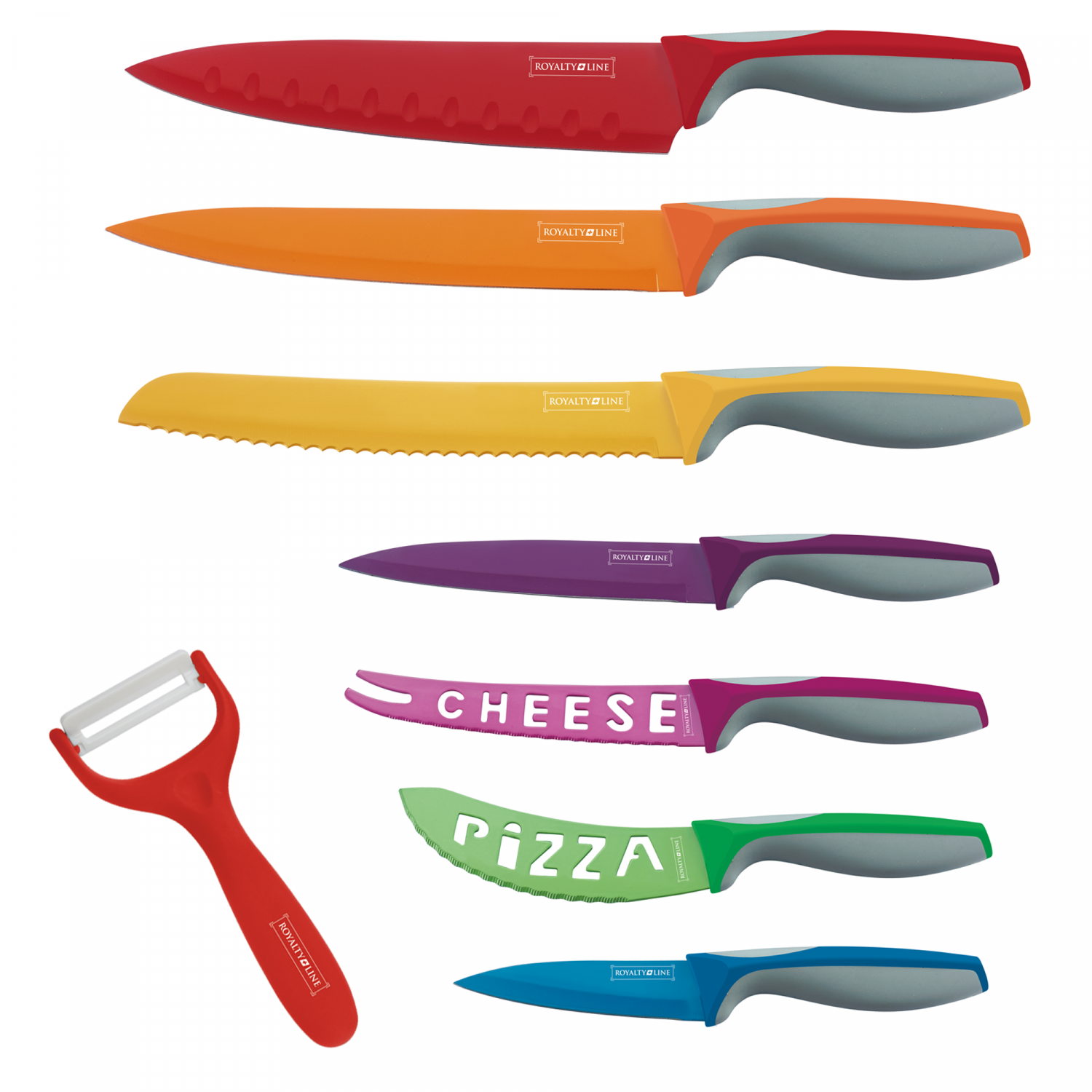 7 pcs, multi-colored, knife set, Royalty Line RL-COL7A