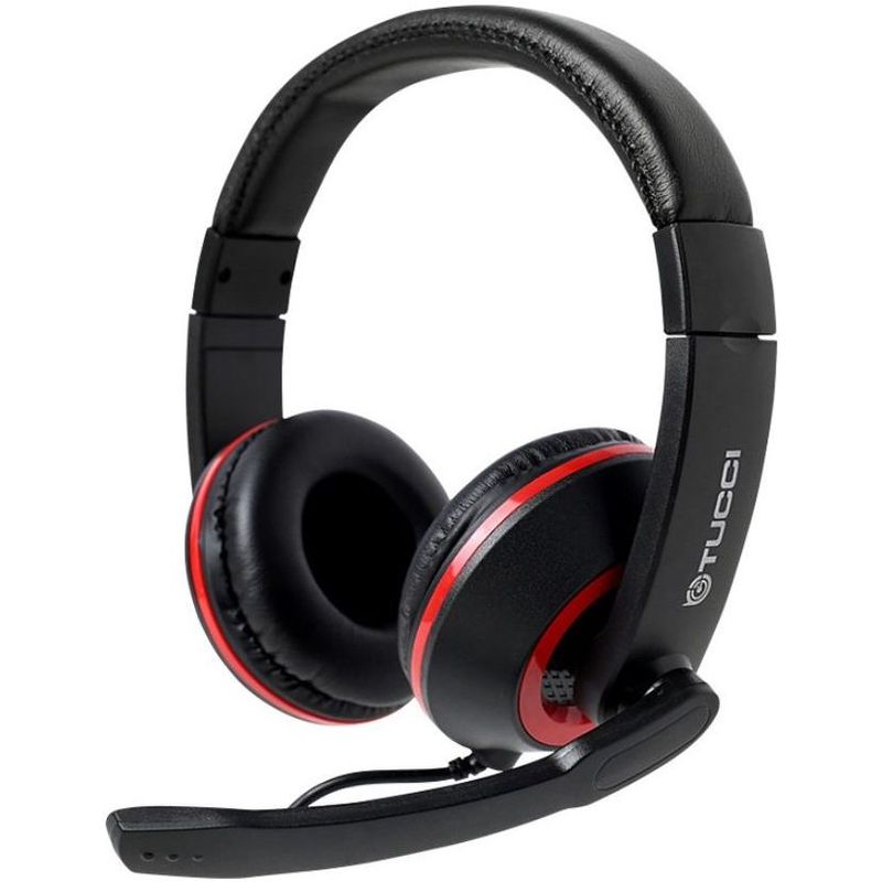 Gaming Headset with Microphone, Black and Red, Tucci X5