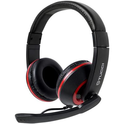 Gaming Headset with Microphone, Black and Red, Tucci X5