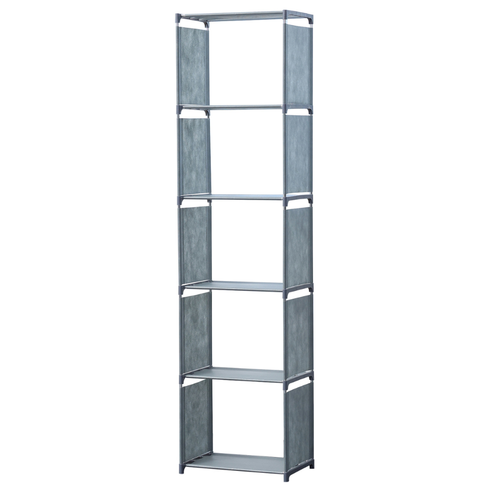 Herzberg HG-03619: 5-Layer Multi-purpose Bookshelf and Storage Rack (42x153cm) - Grey