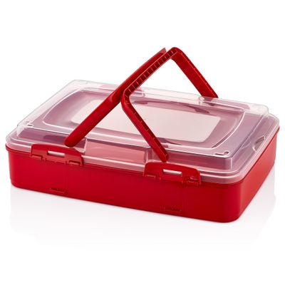 Herzberg Single-Tier Takeaway Pastry Carrying Box Red