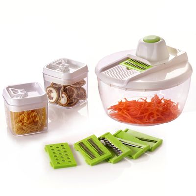 Herzberg HG-8032: Vegetable Slicer with Bowl and Storage Container Set