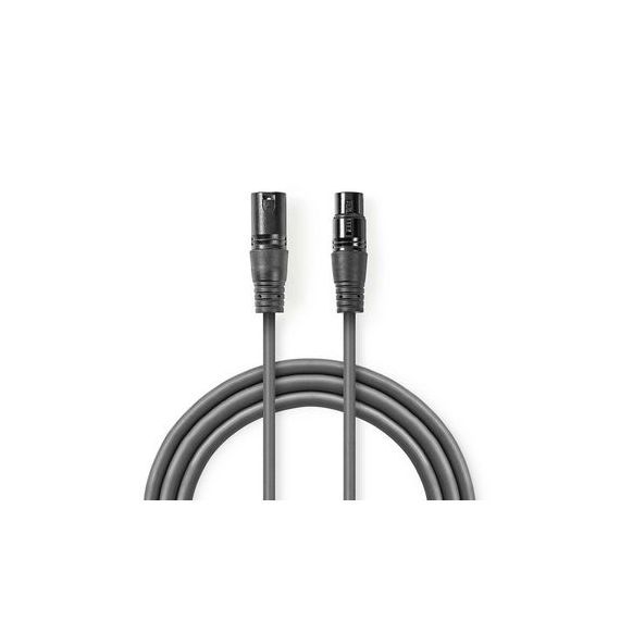 110 Ohm DMX Digital Cable | 3 Pin XLR Male - 3 Pin XLR Female | 15 m | Grey