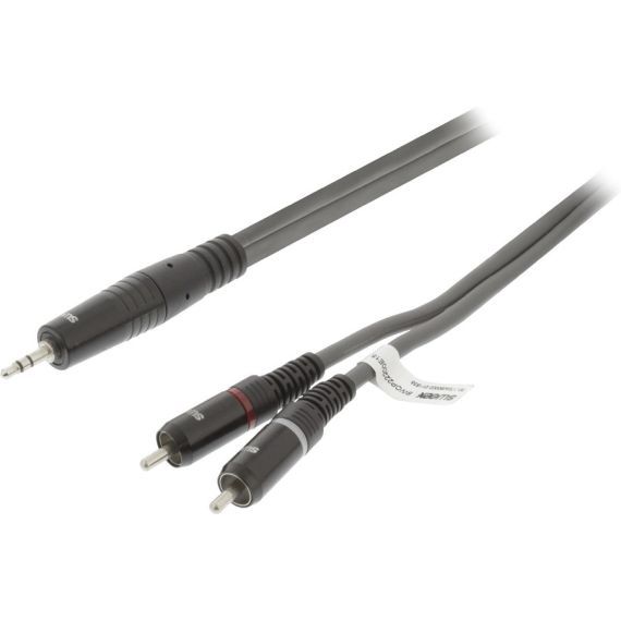 Stereo Audio Cable 3.5 mm Male - 2x RCA Male 1.5m Dark Gray
