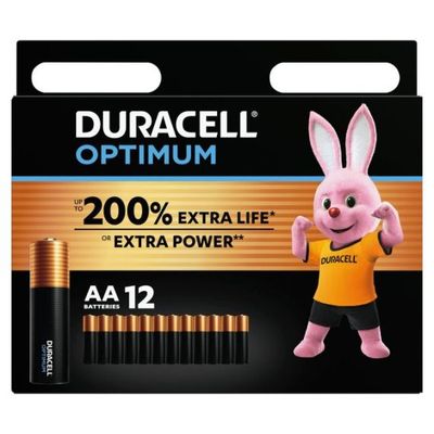 Pack of 12, Duracell 1.5V alkaline AA batteries