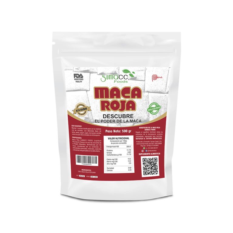 500GR, Red Peruvian Maca, gelatinised powder
