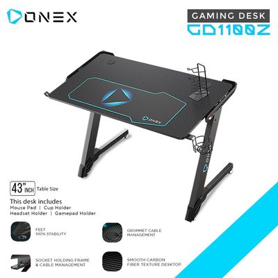 Gaming Desk, RGB LED Lighting,  Black/Blue, ONEX GD1200Z