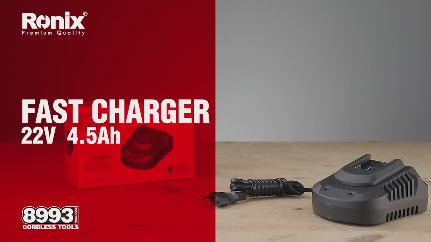 22V, 4A, fast charger, RONIX 8993