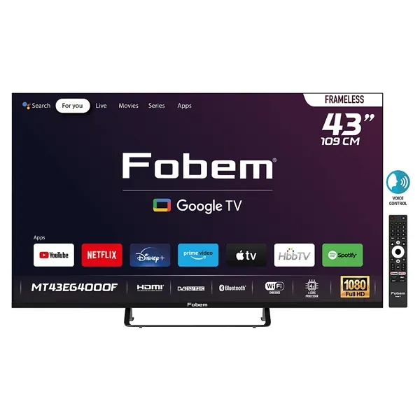 43” Full HD LED TV, Google TV, FOBEM MT43EG4000F