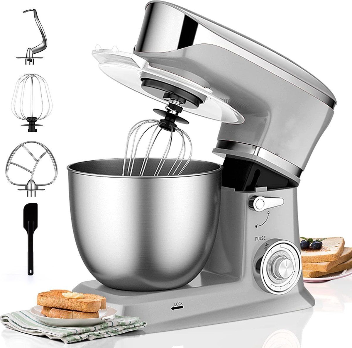 6.5lt, 1900W, kitchen mixer, silver, Royalty Line PKM1900