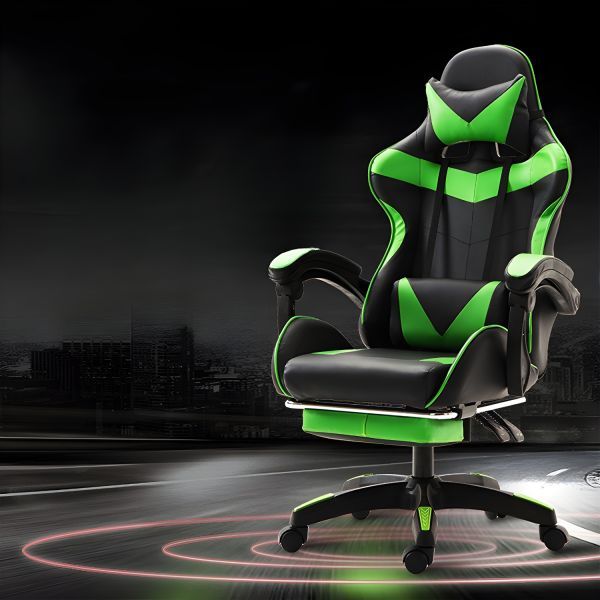 Gaming chair, PU leather, black-green, CIS 2023-1F