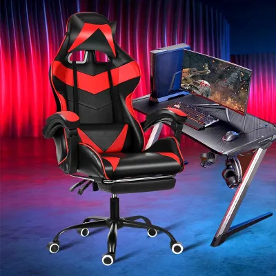 Gaming chair, PU leather, footrest, black-red, CIS 2023-1F
