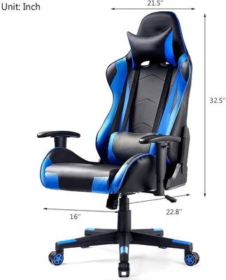 Gaming chair, pu leather, adjustable armrests, black-blue