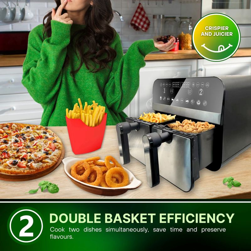 9LT, digital air fryer, double basket, 2400w, Comfy Nest CN-AFD45NS