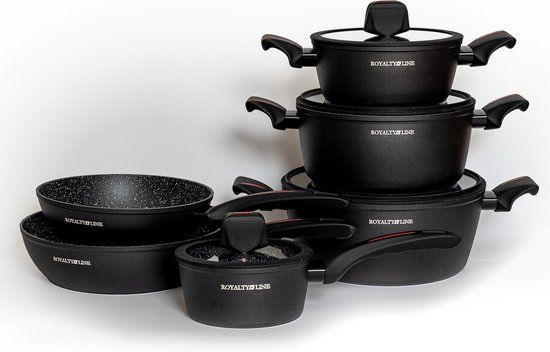 10 pcs, cookware set, black, Royalty Line T010