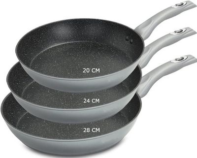 3pcs, frypan set, silver, Royalty Line FM3F