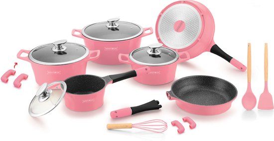 14pcs, cookware set,  pink, Royalty Line ES1014M