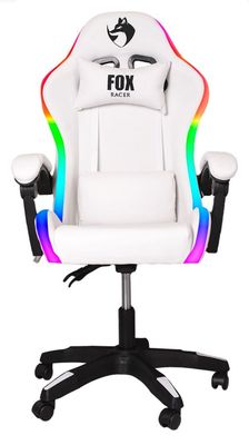 Rgb light, gaming chair, PU leather, white color, FOX