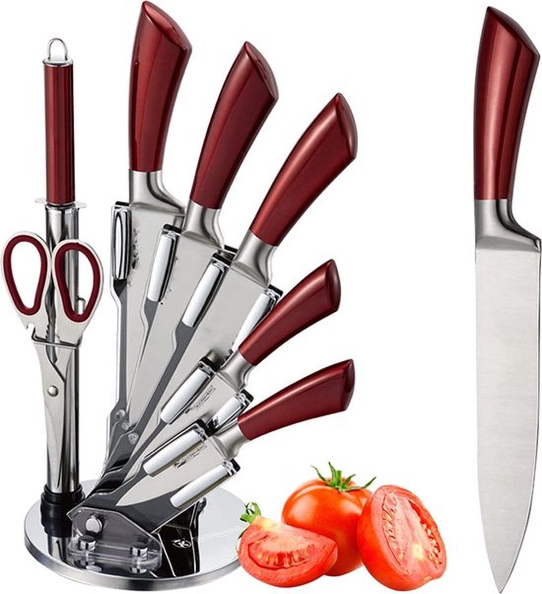 7pcs, knife stand set, red, Royalty Line KSS804