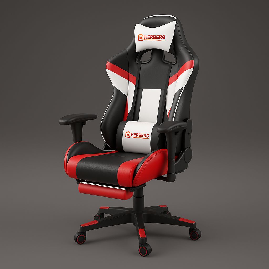 Tri-color, gaming, office chair, red, Herzberg HG-8082