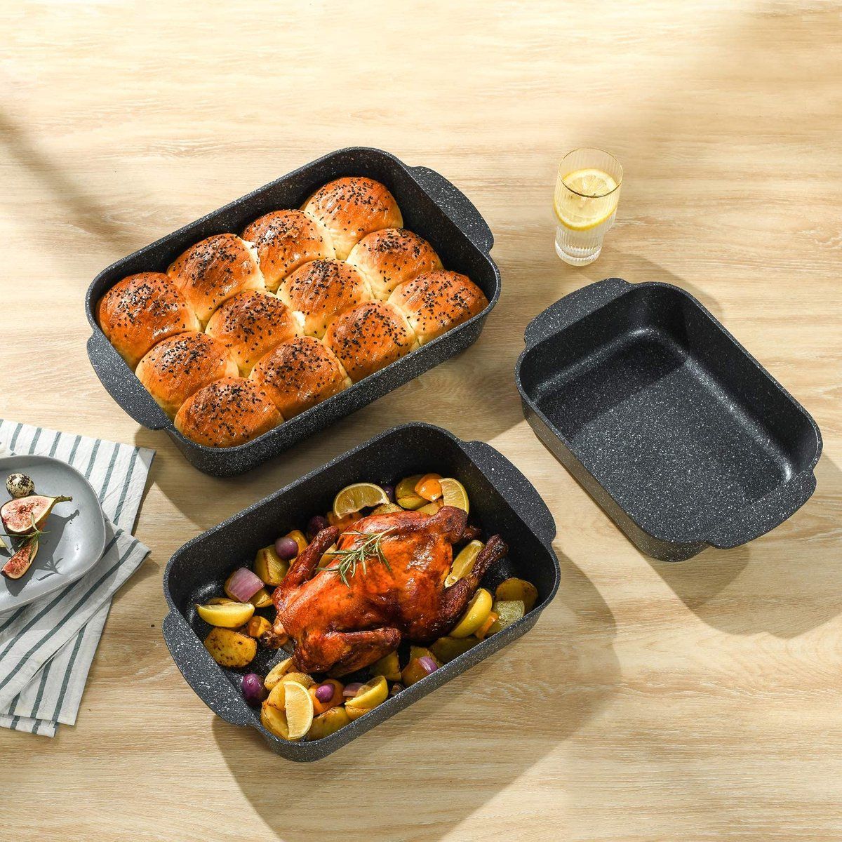 3pcs, backing tray, aluminium, silicon handles, Royalty Line MM3
