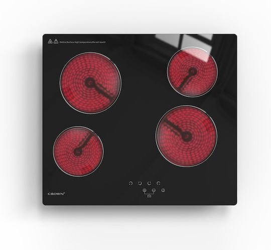4*Burners, vitroceramic, electric hob, black, CROWN PVT604C