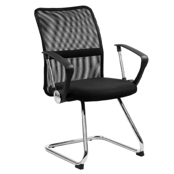 Visitor Chair, Fabric, Fixed Armrests, Black