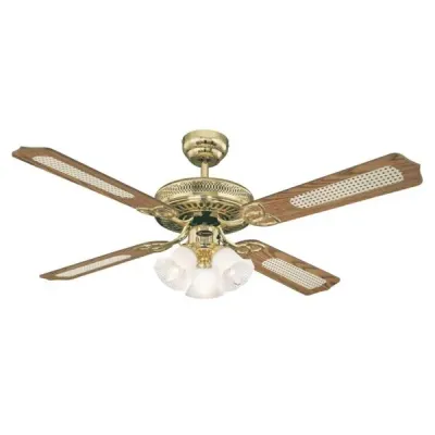 132cm Ceiling Fan, 58W, 4*Blades, Brown/Gold