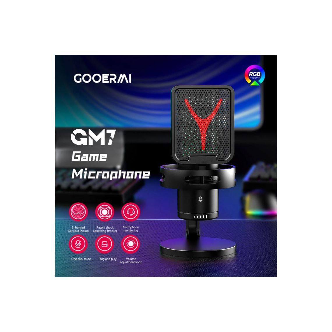 RGB, gaming streaming microphone, GM7