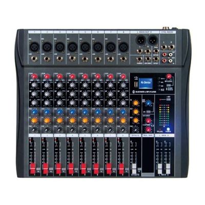 Professional 8-channel mixer with DSP effects and Bluetooth/USB