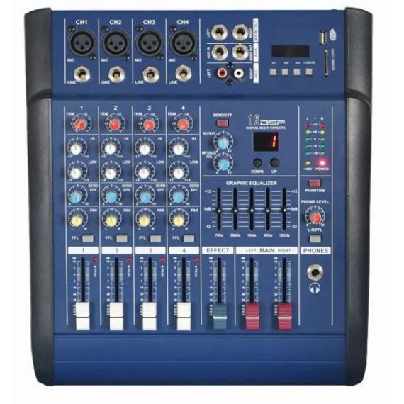 Professional 4 channel mixer 250W x 2 USB/SD/MMC