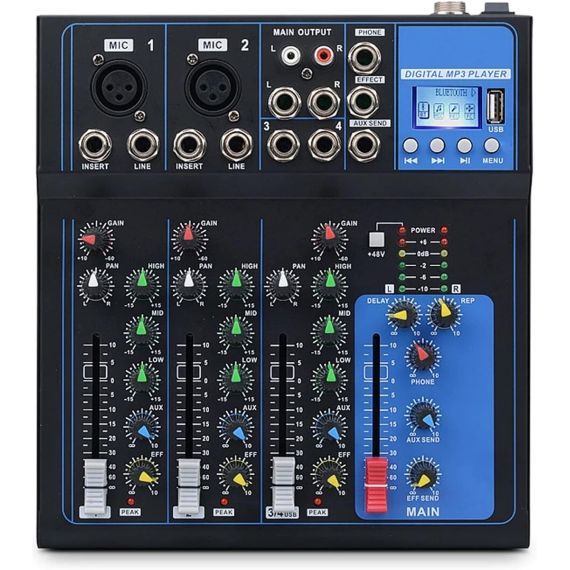 Professional 4-channel mixer with Bluetooth/USB