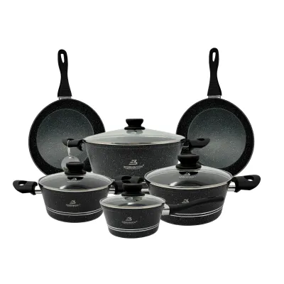 Rosenberg RB-10M2B: 10 Pieces Marble Coated Cookware Set