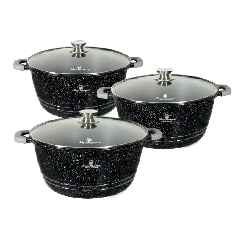 Neumann NM-3BMZ: 12 Pieces Mable Coated Casserole Set- 32/36/40cm