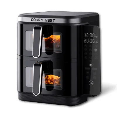 Comfy Nest CN-06184: 2800W Double Basket Air Fryer with Window &amp; Side Panel - 11L