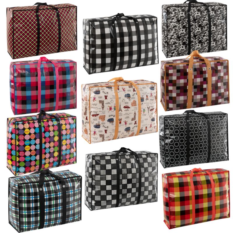 Comfy Nest CN-02577: 10-Piece Bundle Oversized Non-Woven Grocery and Shopping Bags with Reinforced Handle and Zipper ? 90cm x 60cm x 30cm