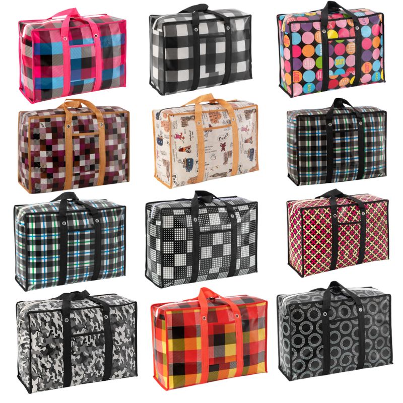 Comfy Nest CN-02546: 10-Piece Bundle of Assorted Non-Woven Grocery &amp; Shopping Bags with Reinforced Handles, Zipper Closure &amp; Pocket ? 60cm x 45cm x 20cm