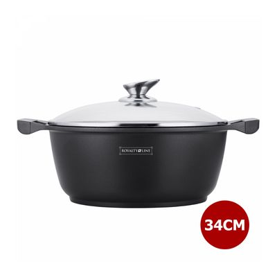 Royalty Line RL-BS34M: Marble Coated Cooking Pot &amp; Casserole - 34cm Black