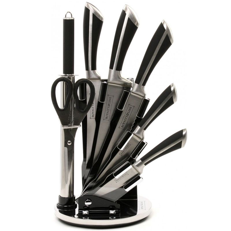 7 pezzi, set portacoltelli, set coltelli, nero, Royalty Line RL-KSS700