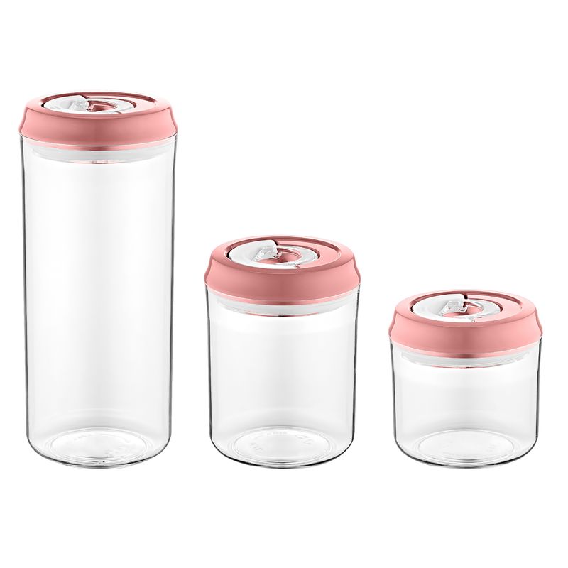 Herzberg Vacuum Storage Jar Set Pink