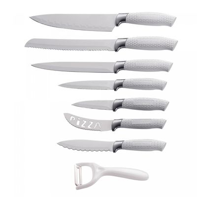 Royalty Line RL-WHT7-W: 7 Pieces of Non-Stick Coating Knives Set w/ Peeler-White