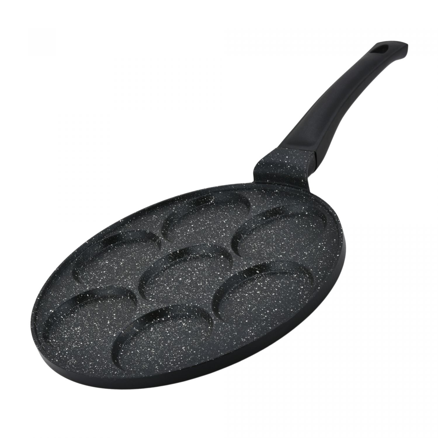 Herzberg HG-CP267HO: 26cm Marble Coated Pancake &amp; Crepe Pan - 7 Plain Slot