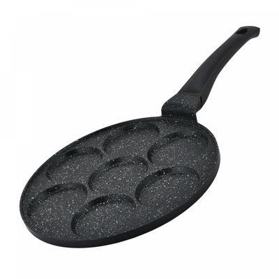 Herzberg HG-CP267HO: 26cm Marble Coated Pancake &amp; Crepe Pan - 7 Plain Slot
