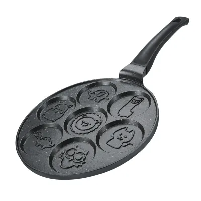 Herzberg HG-CP267ANL: 26cm Marble Coated Pancake &amp; Crepe Pan - 7 Cute Animal