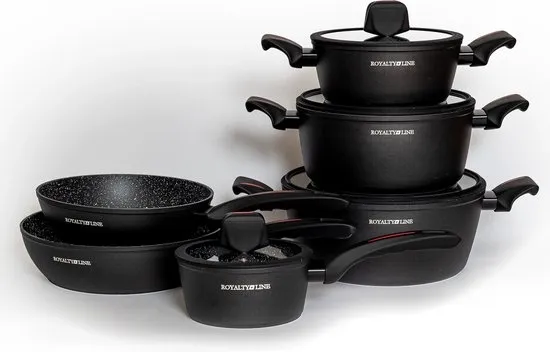 10 pcs, cookware set, black, Royalty Line T010