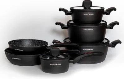 10 pcs, cookware set, black, Royalty Line T010